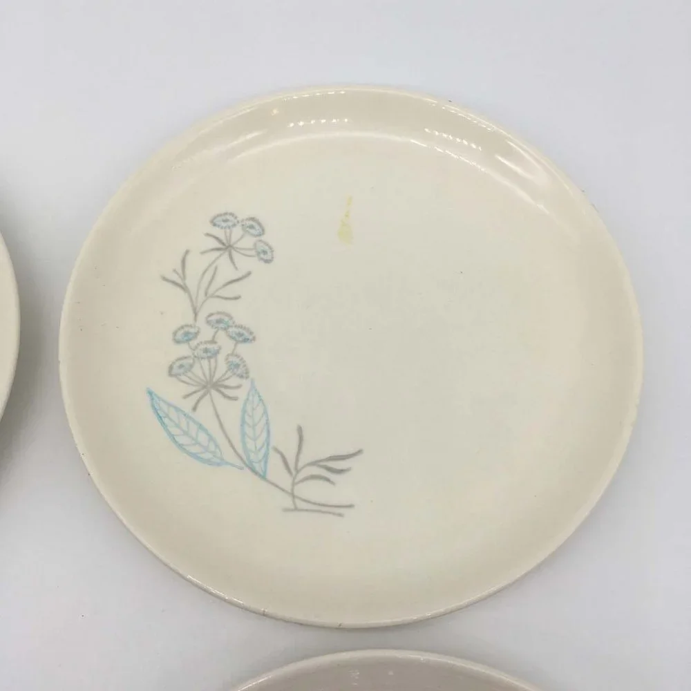 Royal Stetson Royal Maytime set of 4 Saucers,‎ no cups, Blue Floral, Mid Century